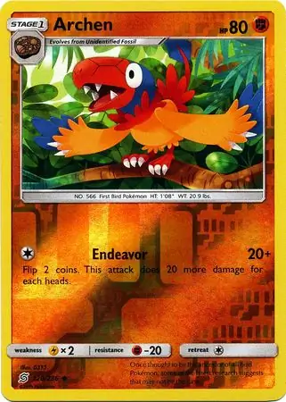 Archen Reverse Holo Pokemon card from Unified Minds