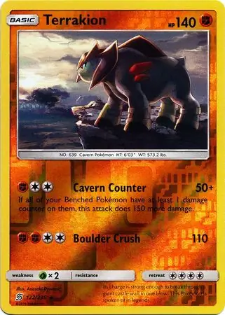 Terrakion Reverse Holo Pokemon card from Unified Minds