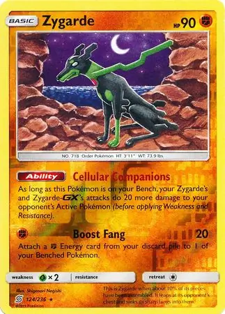 Zygarde Reverse Holo Pokemon card from Unified Minds