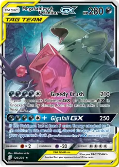 Mega Sableye & Tyranitar GX Pokemon card from Unified Minds