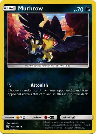 Murkrow Reverse Holo Pokemon card from Unified Minds