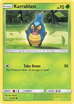 Karrablast Pokemon card from Unified Minds