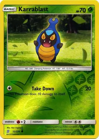 Karrablast Reverse Holo Pokemon card from Unified Minds