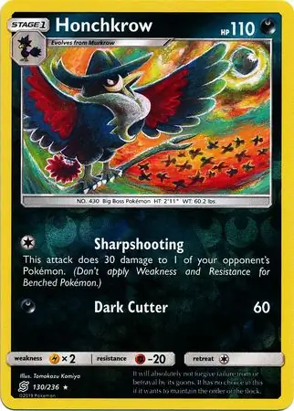 Honchkrow Reverse Holo Pokemon card from Unified Minds