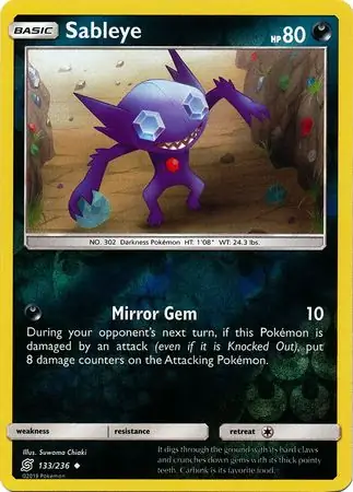 Sableye Reverse Holo Pokemon card from Unified Minds