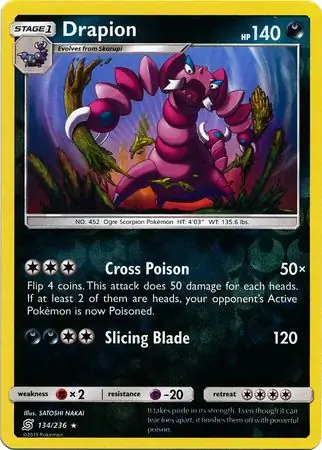Drapion Reverse Holo Pokemon card from Unified Minds
