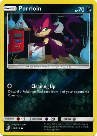 Purrloin Reverse Holo Pokemon card from Unified Minds