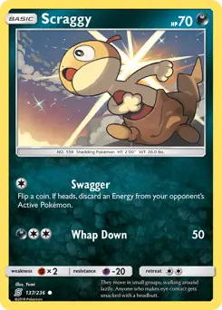 Scraggy Pokemon card from Unified Minds