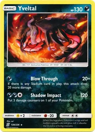 Yveltal Reverse Holo Pokemon card from Unified Minds