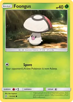 Foongus Pokemon card from Unified Minds