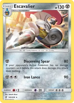 Escavalier Pokemon card from Unified Minds