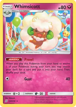 Whimsicott Pokemon card from Unified Minds