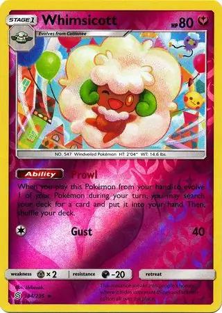 Whimsicott Reverse Holo Pokemon card from Unified Minds