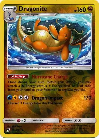 Dragonite Reverse Holo Pokemon card from Unified Minds