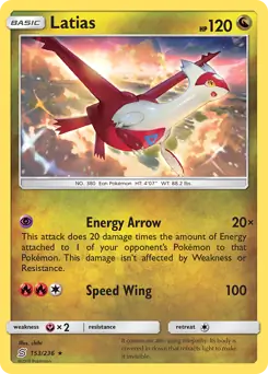 Latias Pokemon card from Unified Minds