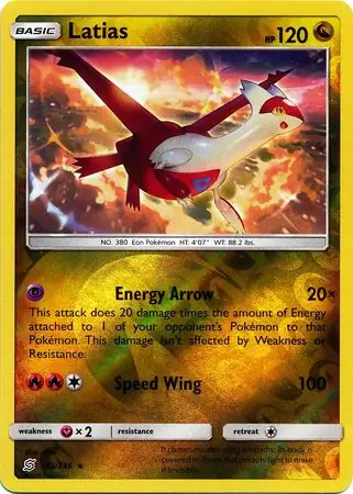 Latias Reverse Holo Pokemon card from Unified Minds