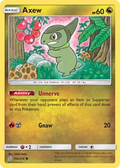 Axew Pokemon card from Unified Minds