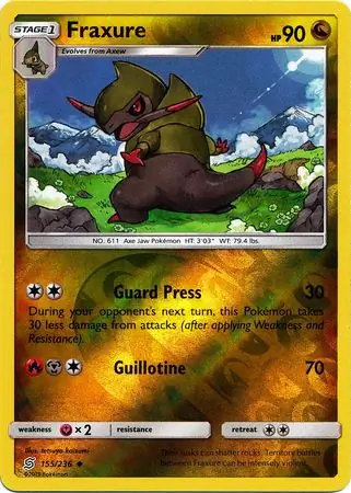 Fraxure Reverse Holo Pokemon card from Unified Minds