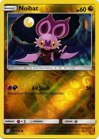 Noibat Reverse Holo Pokemon card from Unified Minds