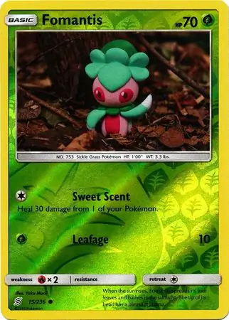 Fomantis Reverse Holo Pokemon card from Unified Minds