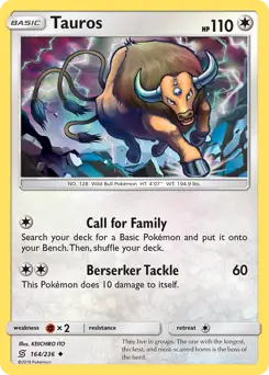 Tauros Pokemon card from Unified Minds