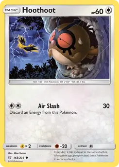 Hoothoot Pokemon card from Unified Minds