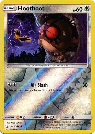 Hoothoot Reverse Holo Pokemon card from Unified Minds