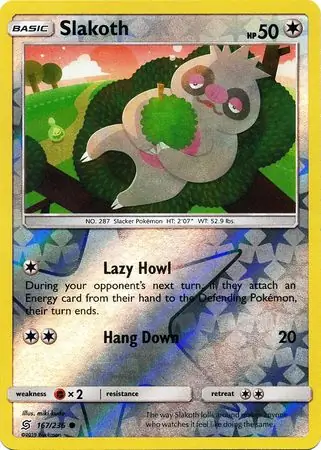 Slakoth Reverse Holo Pokemon card from Unified Minds