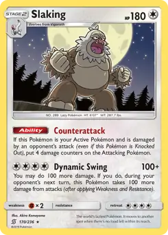Slaking Pokemon card from Unified Minds