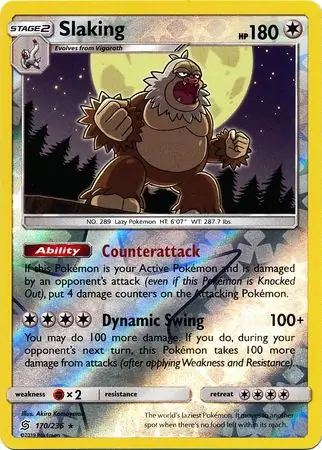 Slaking Reverse Holo Pokemon card from Unified Minds