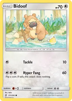 Bidoof Pokemon card from Unified Minds