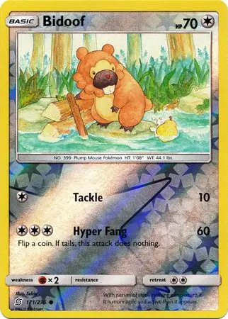 Bidoof Reverse Holo Pokemon card from Unified Minds