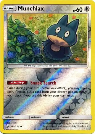 Munchlax Reverse Holo Pokemon card from Unified Minds