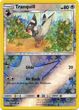 Tranquill Reverse Holo Pokemon card from Unified Minds