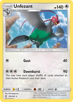 Unfezant Pokemon card from Unified Minds