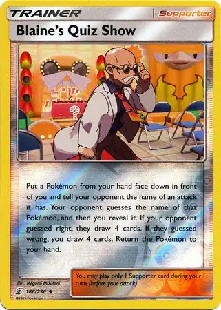 Blaine's Quiz Show Reverse Holo Pokemon card from Unified Minds