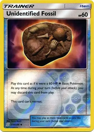 Unidentified Fossil Reverse Holo Pokemon card from Unified Minds