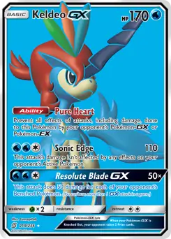Full Art Keldeo GX Pokemon card from Unified Minds