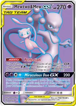 Full Art Mewtwo & Mew GX Pokemon card from Unified Minds