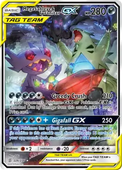 Full Art Mega Sableye & Tyranitar GX Pokemon card from Unified Minds