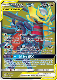Full Art Garchomp & Giratina GX Pokemon card from Unified Minds