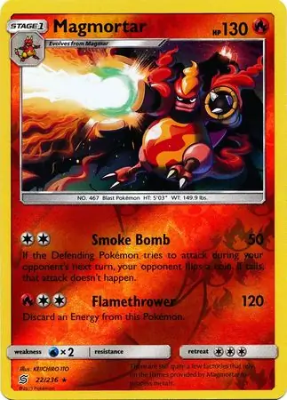 Magmortar Reverse Holo Pokemon card from Unified Minds