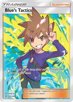 Full Art Blue's Tactics Pokemon card from Unified Minds
