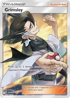 Full Art Grimsley Pokemon card from Unified Minds