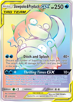 Slowpoke & Psyduck GX Secret Pokemon card from Unified Minds