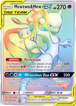 Mewtwo & Mew GX Secret Pokemon card from Unified Minds