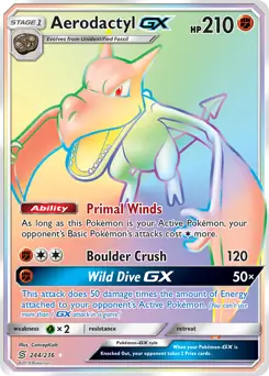 Aerodactyl GX Secret Pokemon card from Unified Minds