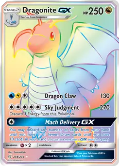 Dragonite GX Secret Pokemon card from Unified Minds
