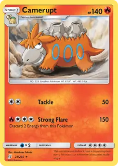 Camerupt Pokemon card from Unified Minds
