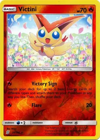 Victini Reverse Holo Pokemon card from Unified Minds